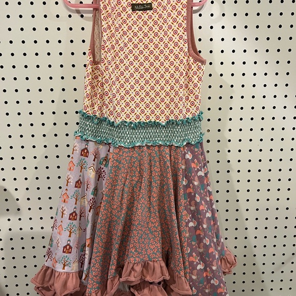 Matilda Jane Pink and Teal Patterned Kids Dress - Picture 2 of 3